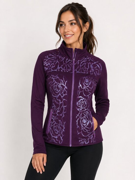 Fabletics Jackets & Blazers - Fabletics Women’s Purple Floral Zip Athletic Jacket Size Small Activewear
